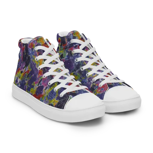 Purple Frequency on a Men's High Top Canvas Shoes