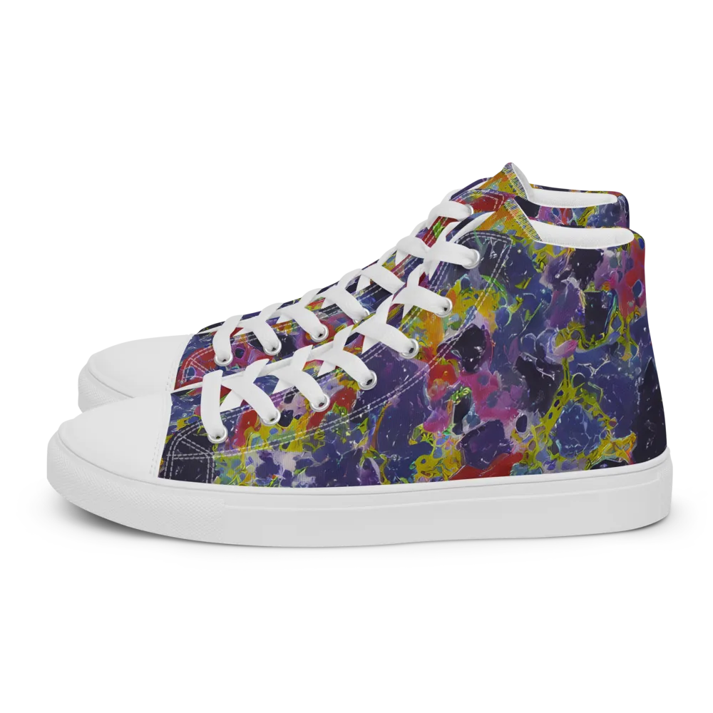 Purple Frequency on Men's High Top Canvas Shoes — Left