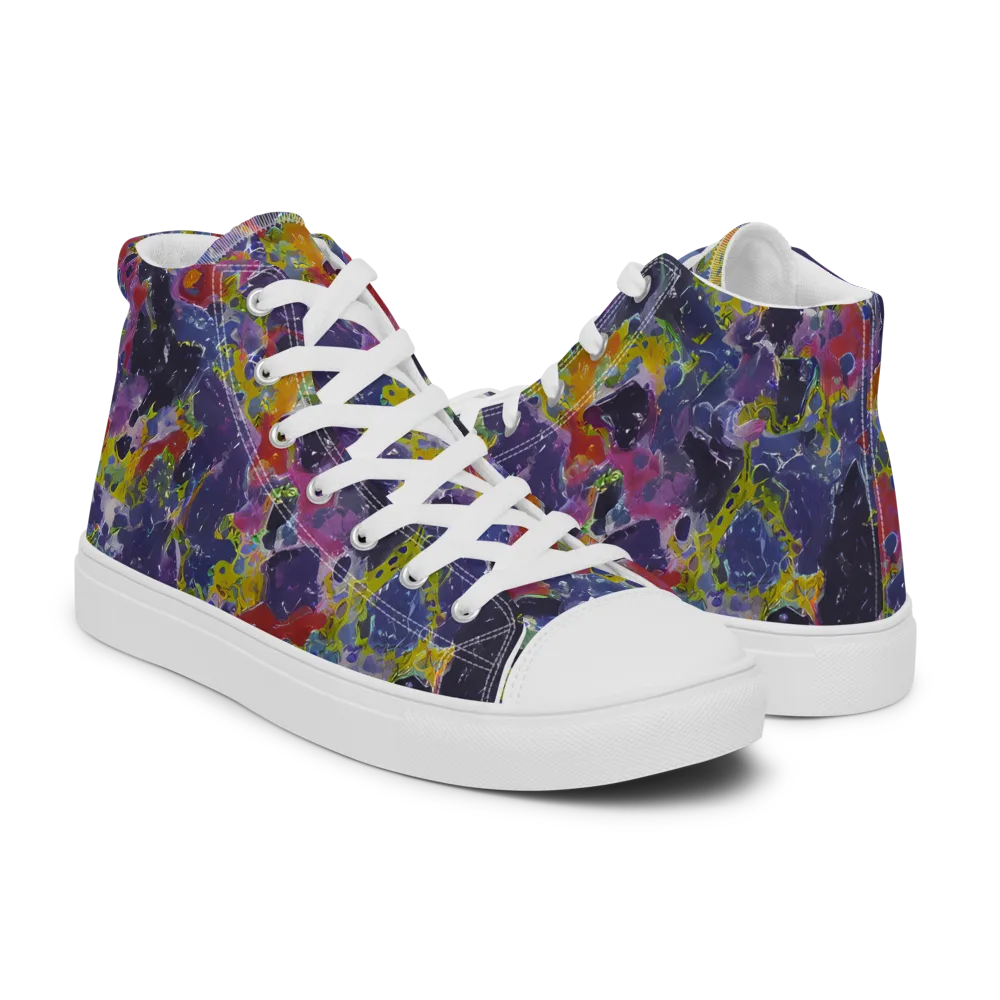 Purple Frequency on Men's High Top Canvas Shoes — Right