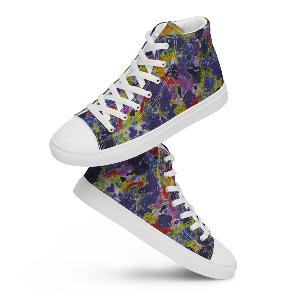 Purple Frequency on Men's High Top Canvas Shoes — Front