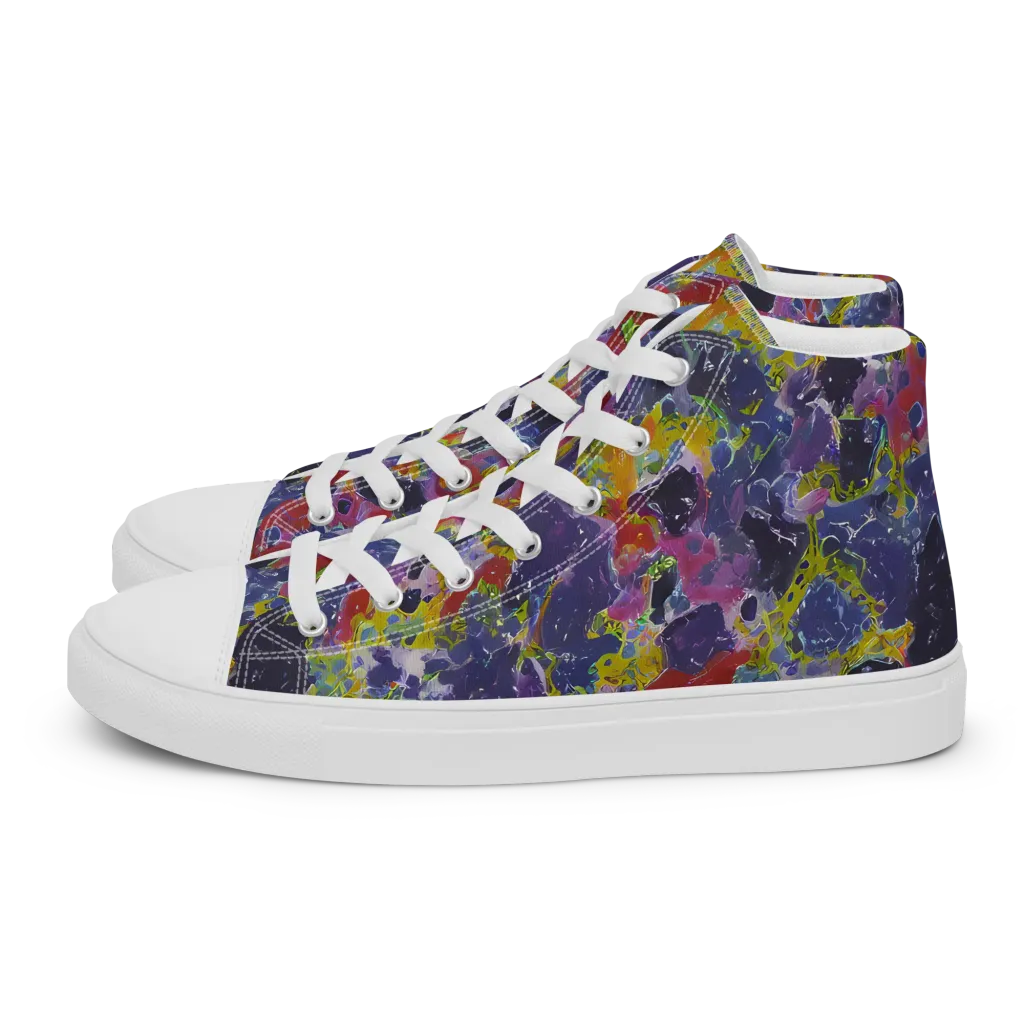 Purple Frequency on Women's High Top Canvas Shoes — Left