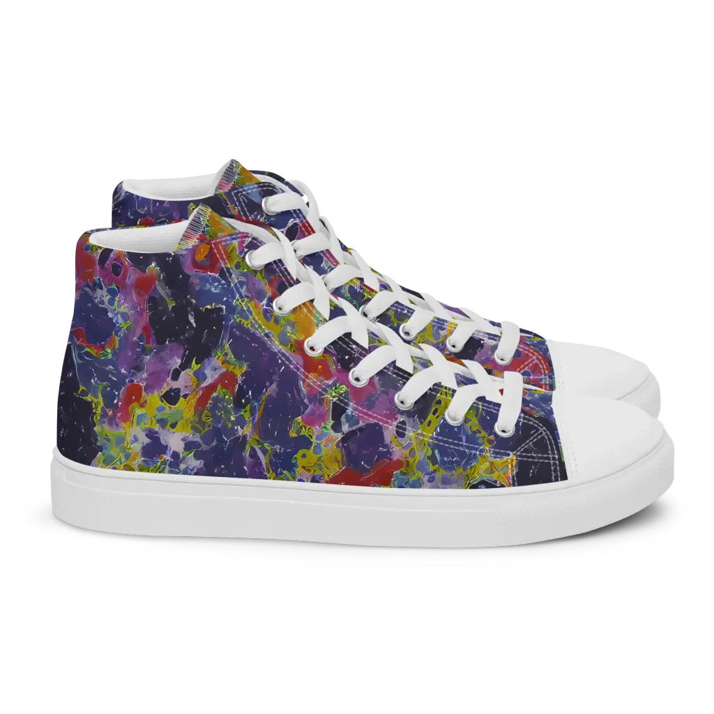 Purple Frequency on Women's High Top Canvas Shoes — Right