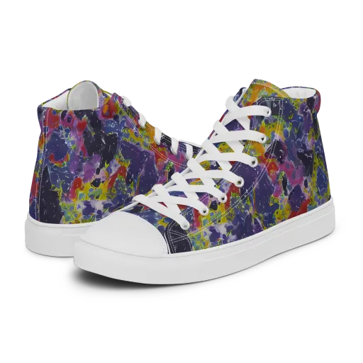 Purple Frequency on a Women's High Top Canvas Shoes