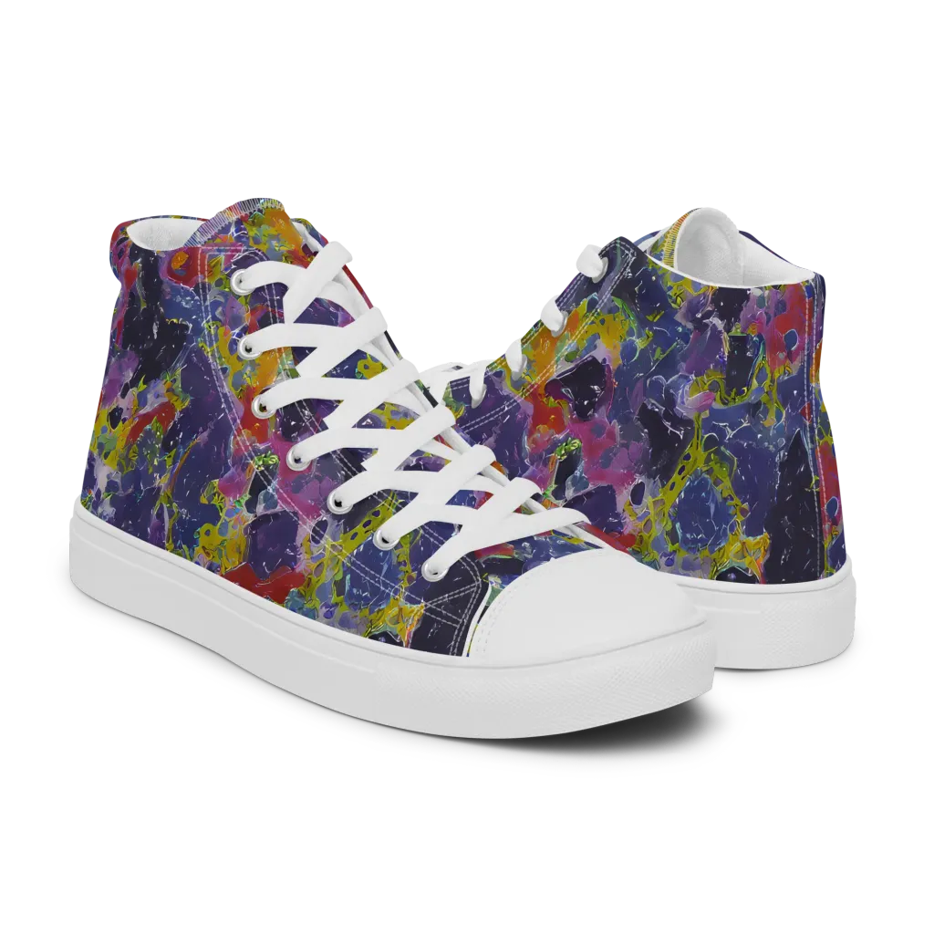Purple Frequency on Women's High Top Canvas Shoes — Right