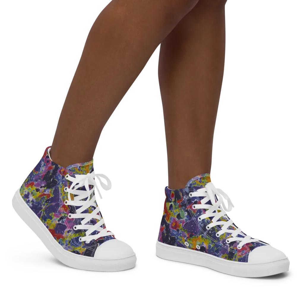 Purple Frequency on Women's High Top Canvas Shoes — Right