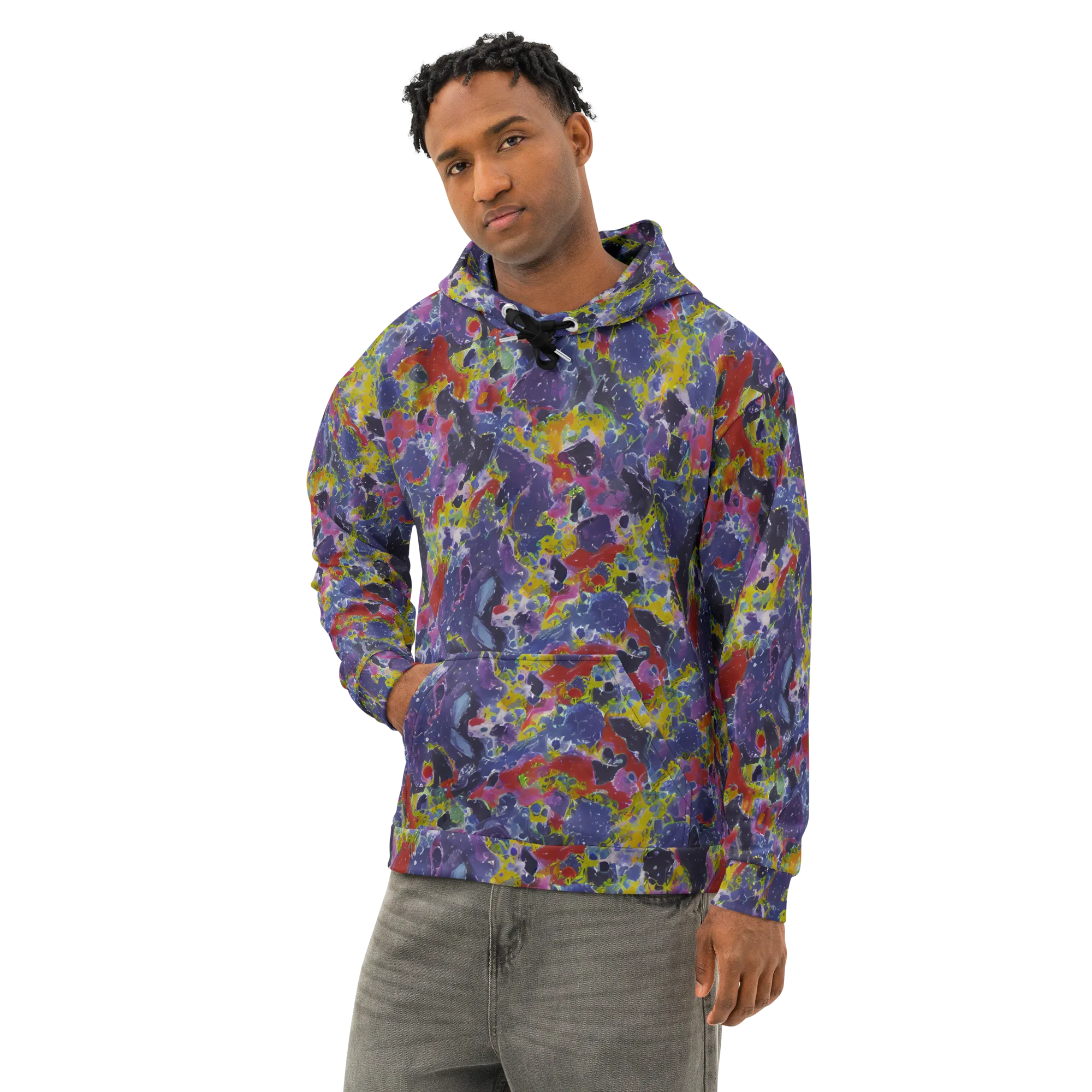 Purple Frequency on Cotton Hoodie — Left Front