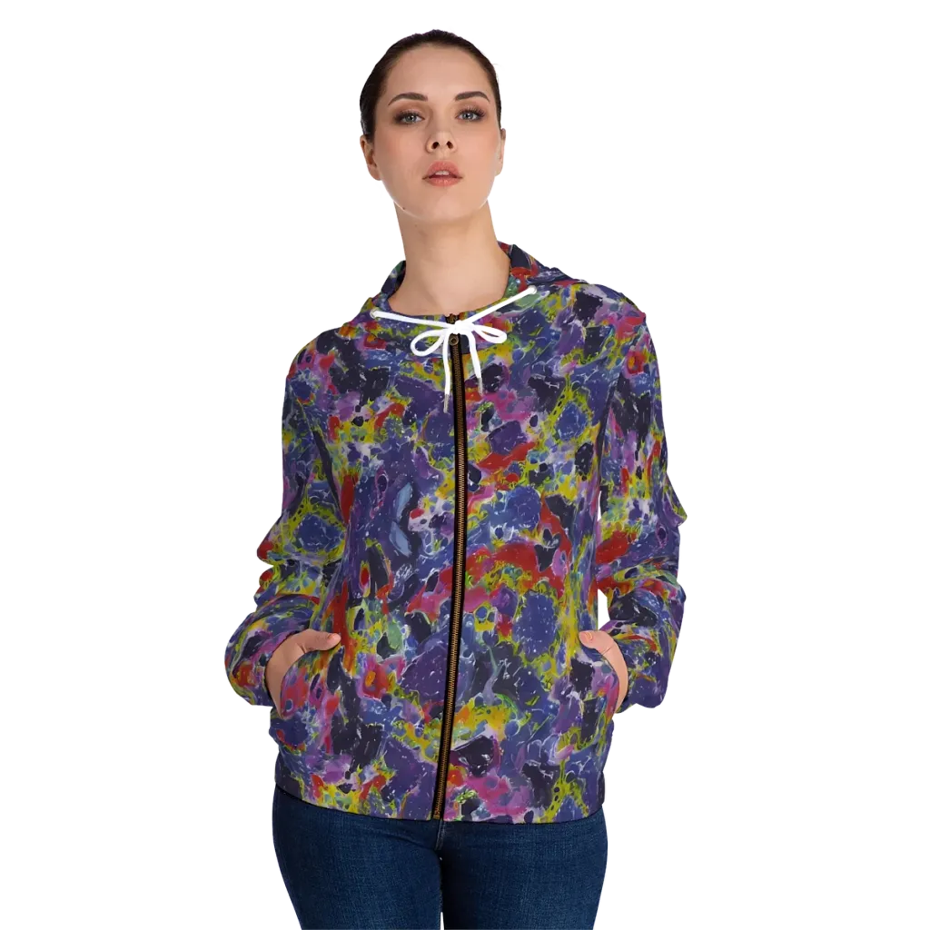 Purple Frequency on Women's Full-Zip Hoodie — Front On Person