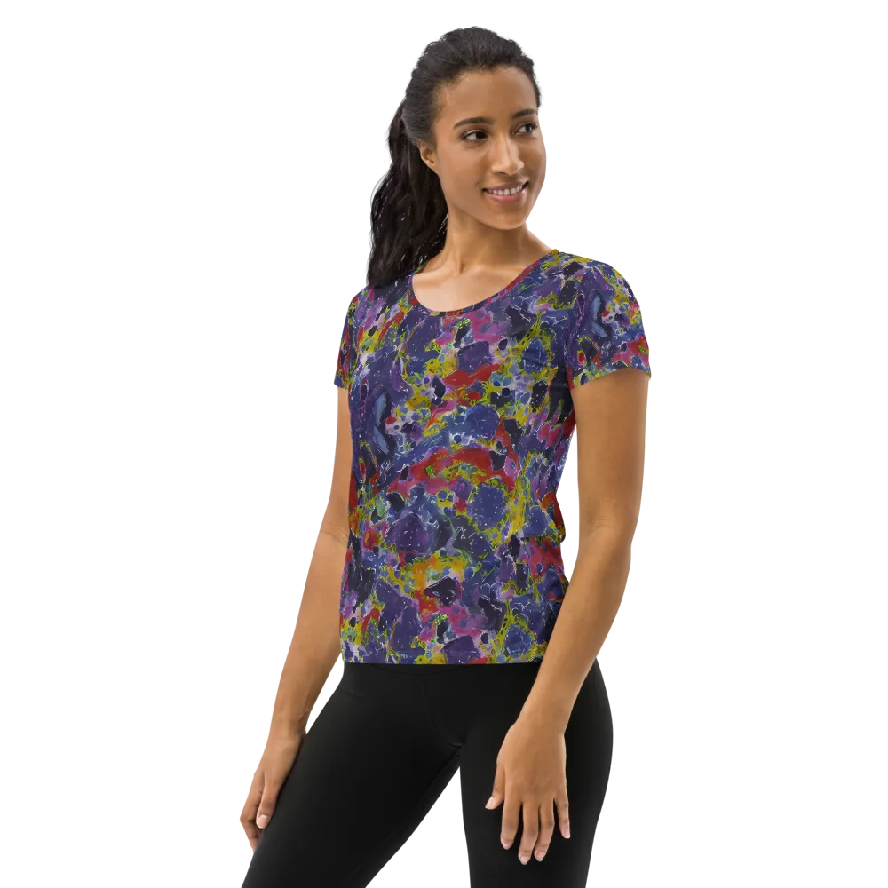 Purple Frequency on Women's Athletic T-Shirt — Left