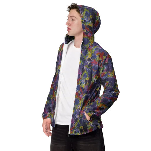 Purple Frequency on a Men's Windbreaker