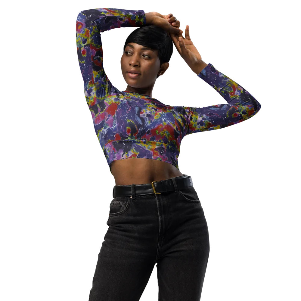 Purple Frequency on Long Sleeve Crop Top — Front