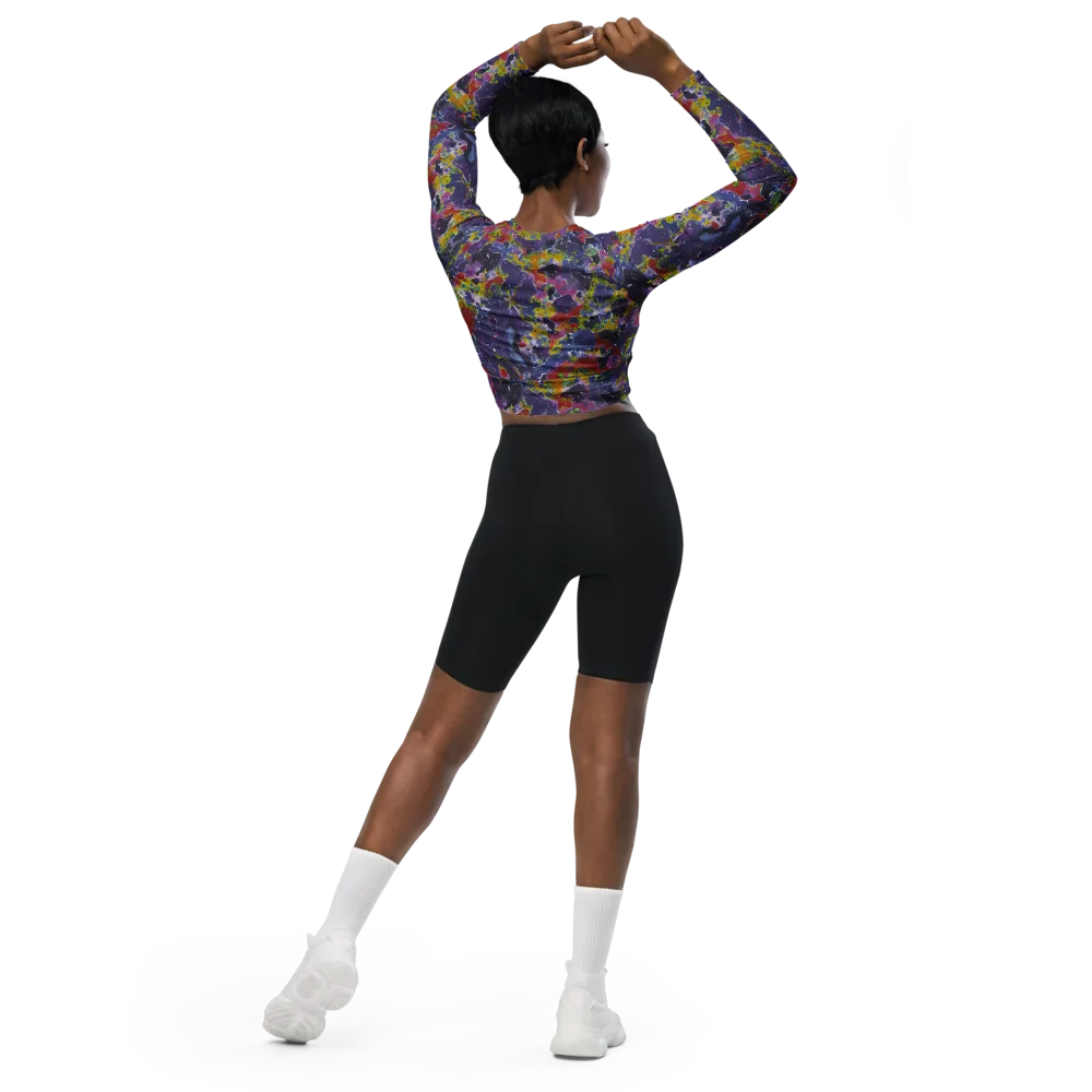 Purple Frequency on Long Sleeve Crop Top — Back