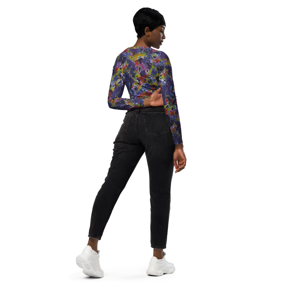 Purple Frequency on Long Sleeve Crop Top — Right Back