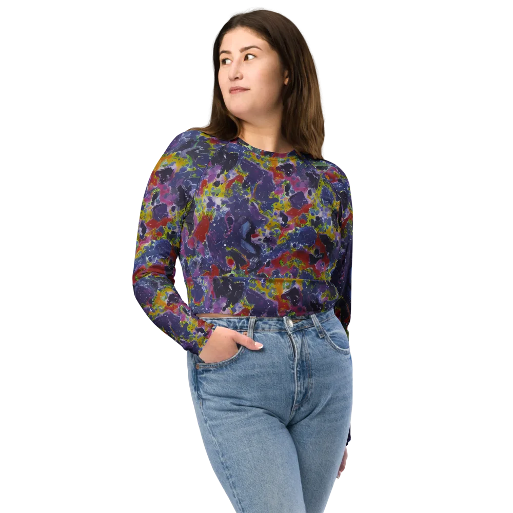Purple Frequency on Long Sleeve Crop Top — Front