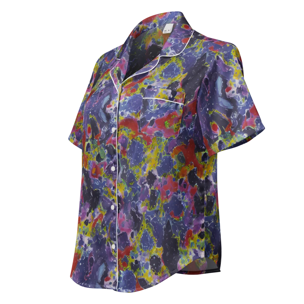 Purple Frequency on Women's Short Sleeve Pajama Top — Left Front