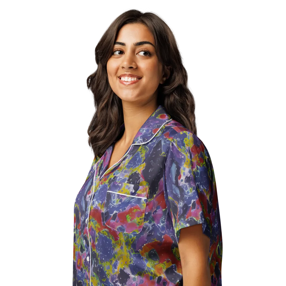 Purple Frequency on Women's Short Sleeve Pajama Top — Left Front