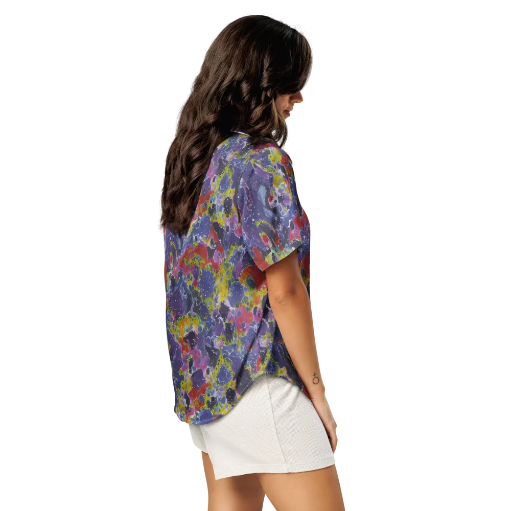 Purple Frequency on Women's Short Sleeve Pajama Top — Right Back