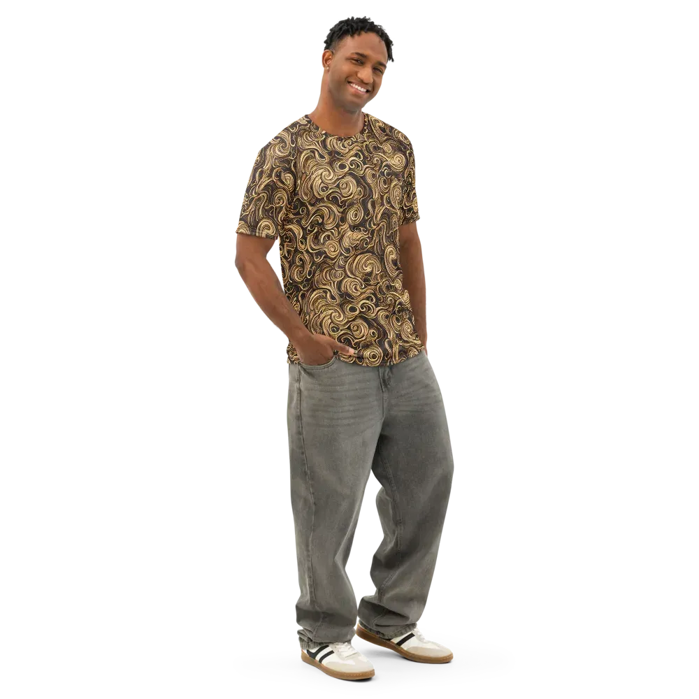Amber Whirl on Men's Cotton Crew Neck T-Shirt — Right Front