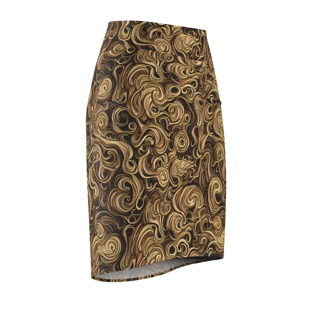 Amber Whirl on Pencil Skirt — Front Side