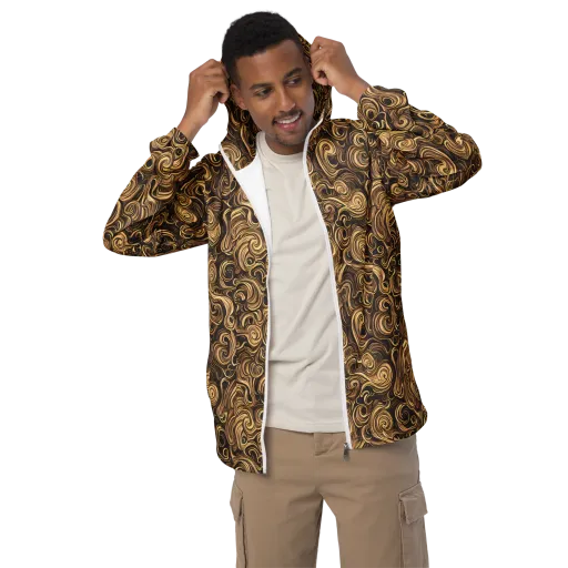 Amber Whirl on a Men's Windbreaker