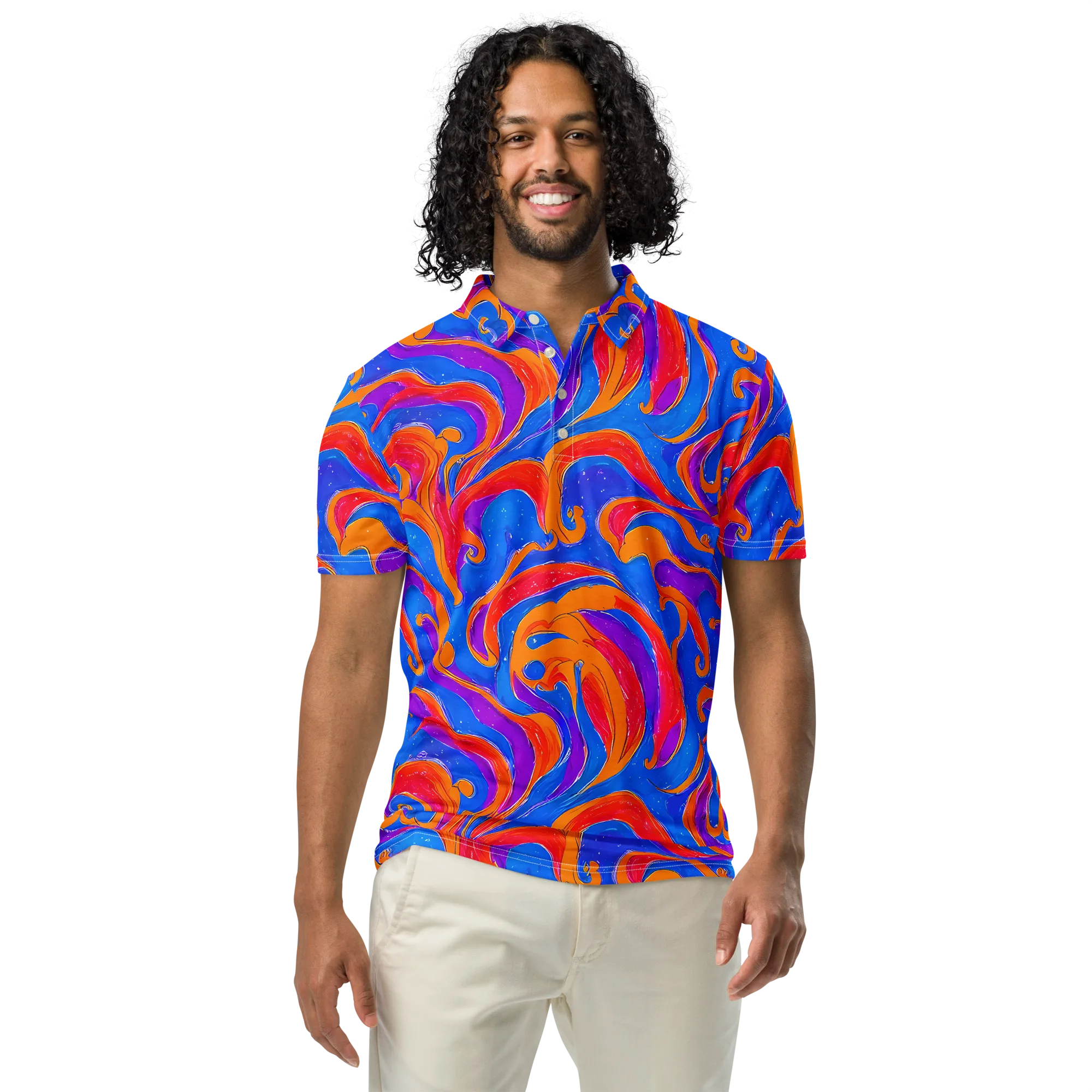 Kinetic Aura on Men's Slim Fit Polo Shirt — Front
