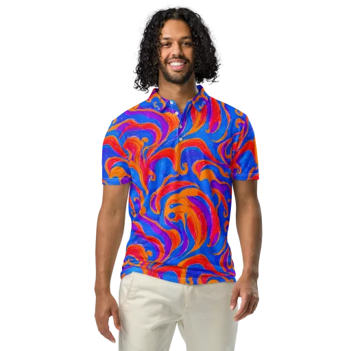 Kinetic Aura on a Men's Slim Fit Polo Shirt