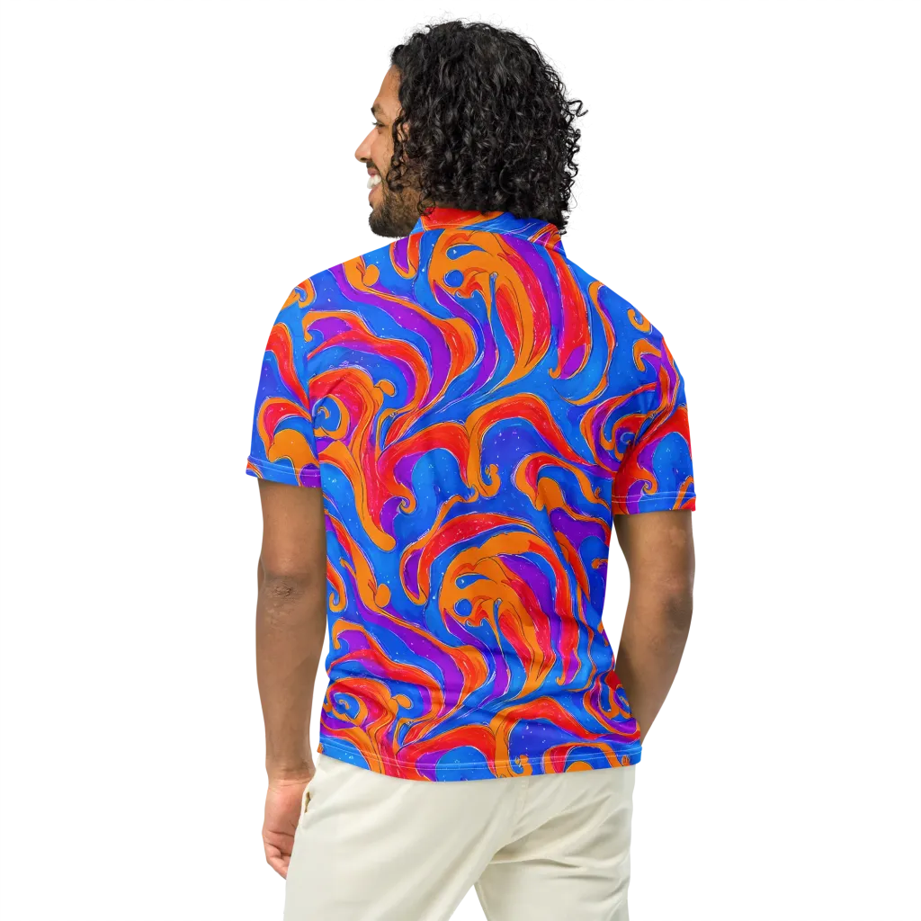 Kinetic Aura on Men's Slim Fit Polo Shirt — Back