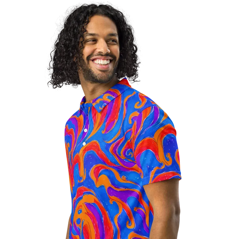 Kinetic Aura on Men's Slim Fit Polo Shirt — Left Front