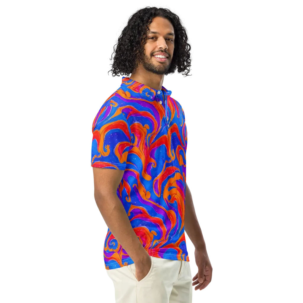 Kinetic Aura on Men's Slim Fit Polo Shirt — Right Front