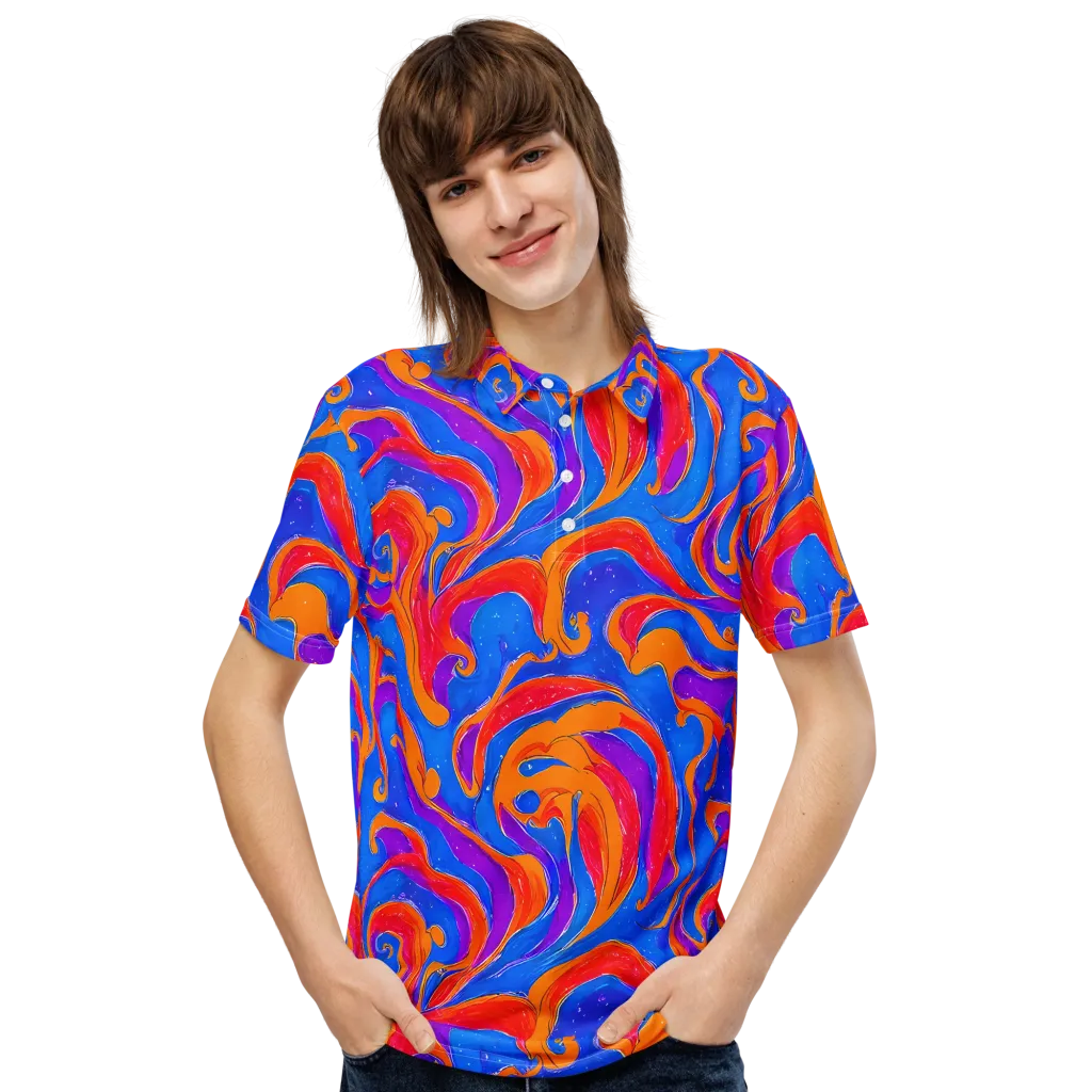 Kinetic Aura on Men's Slim Fit Polo Shirt — Front