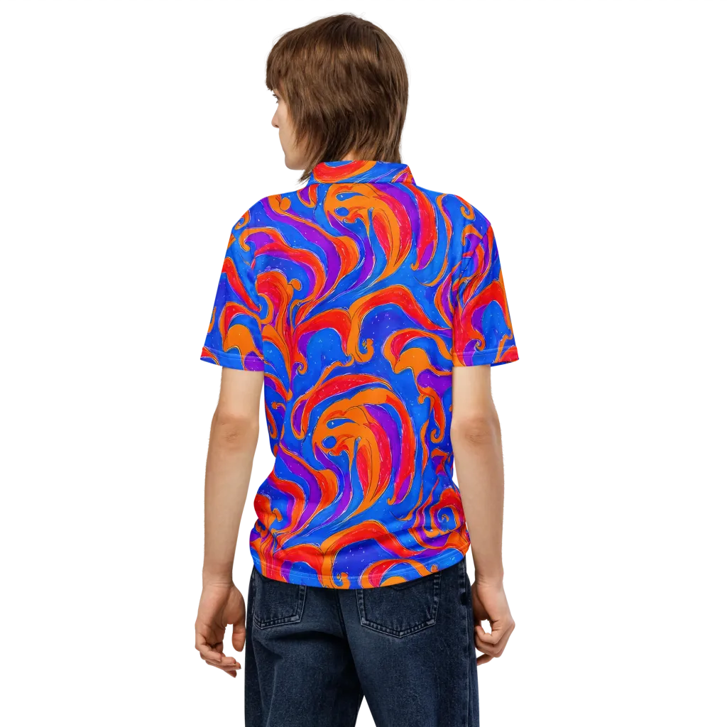 Kinetic Aura on Men's Slim Fit Polo Shirt — Back