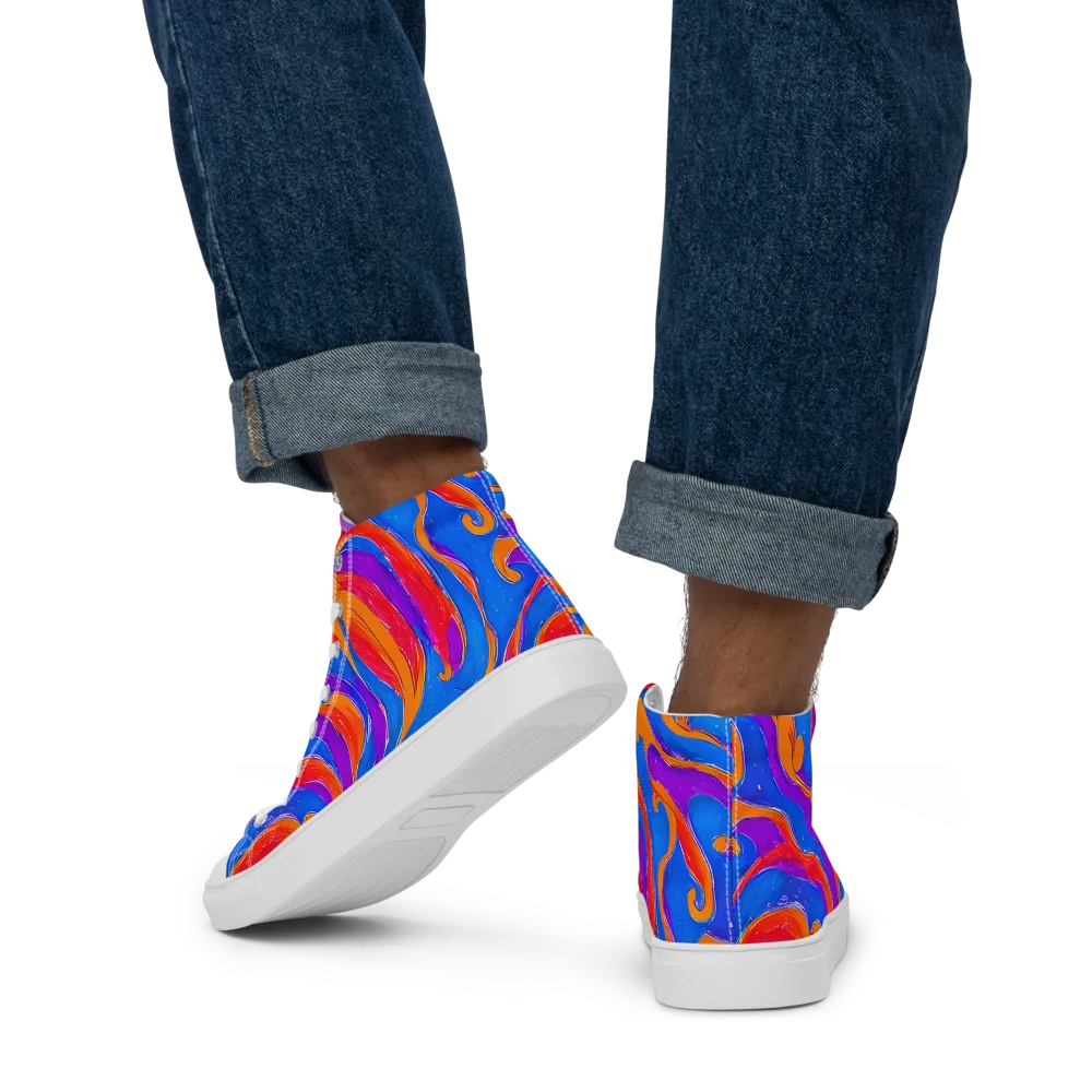 Kinetic Aura on Men's High Top Canvas Shoes — Back