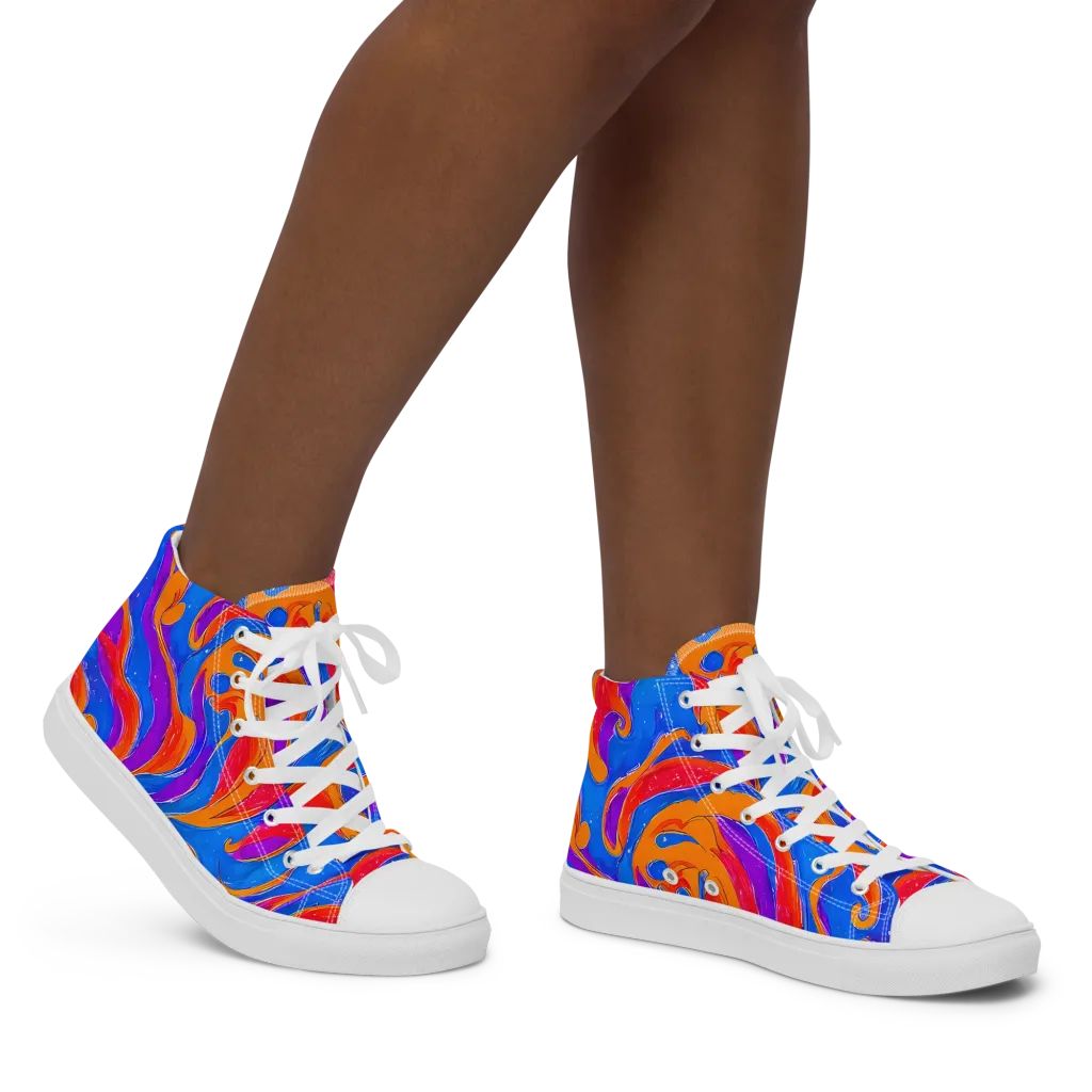 Kinetic Aura on Women's High Top Canvas Shoes — Right