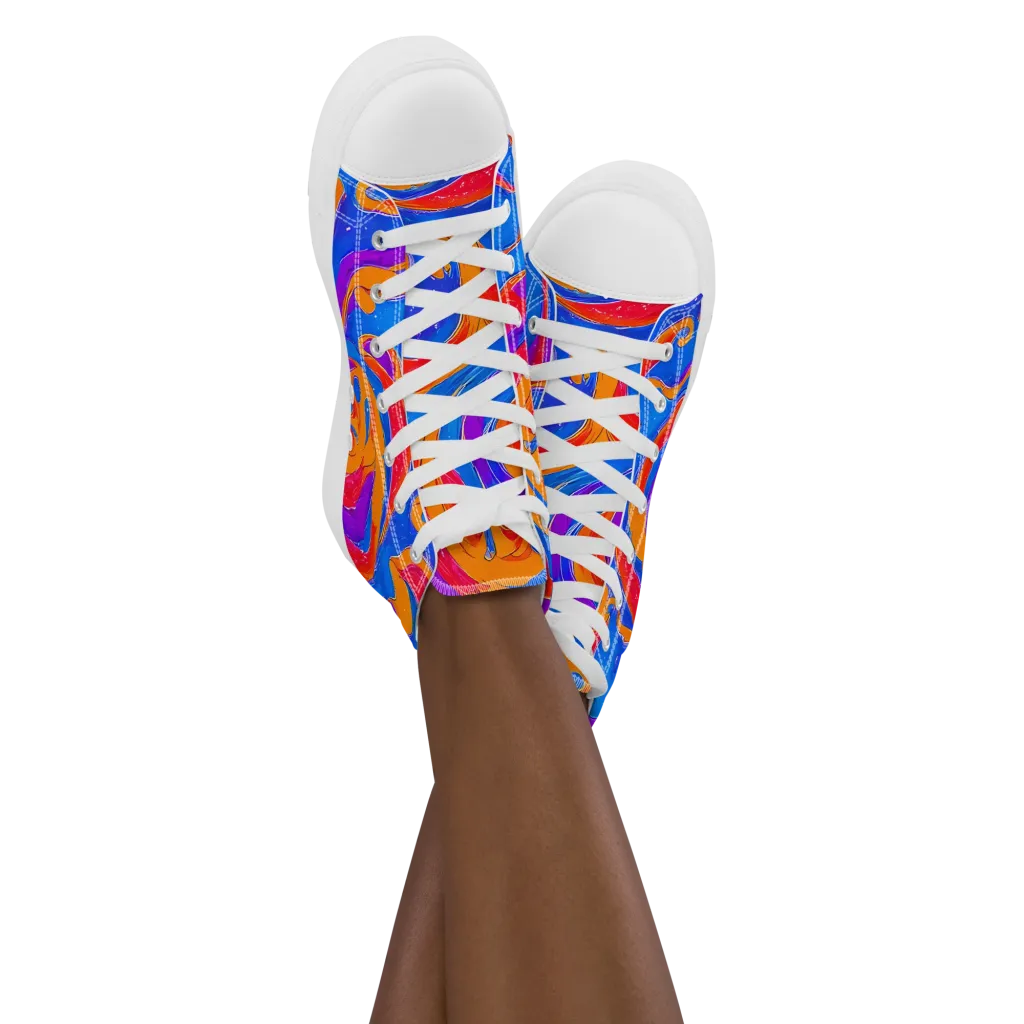 Kinetic Aura on Women's High Top Canvas Shoes — Front
