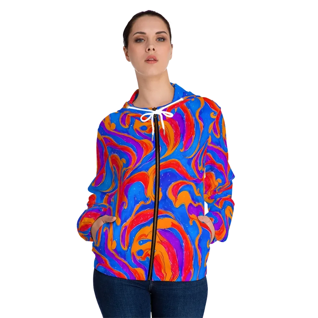 Kinetic Aura on Women's Full-Zip Hoodie — Front On Person
