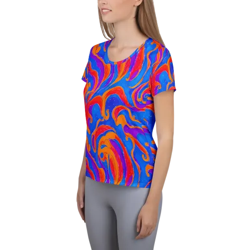 Kinetic Aura on a Women's Athletic T-Shirt