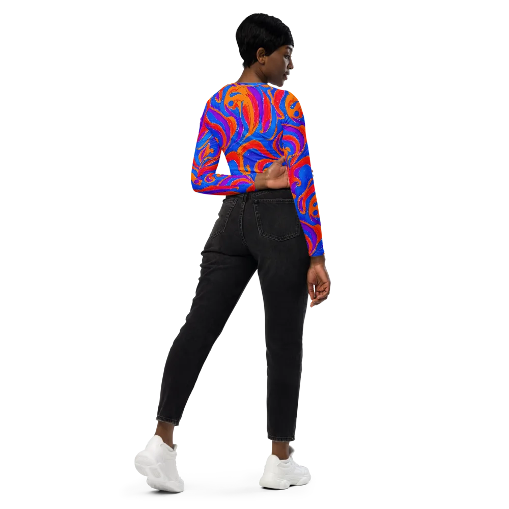 Kinetic Aura on Long Sleeve Crop Top — Right Back