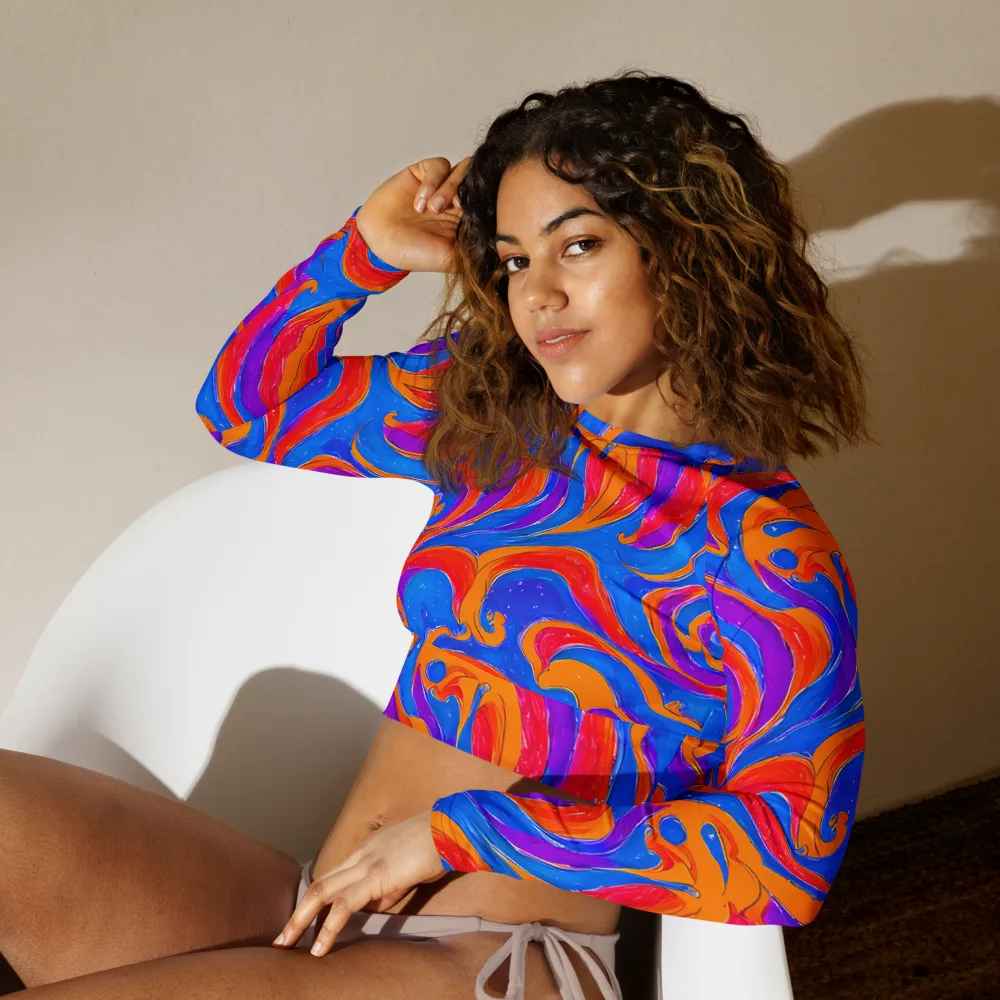 Kinetic Aura on Long Sleeve Crop Top — Left Front