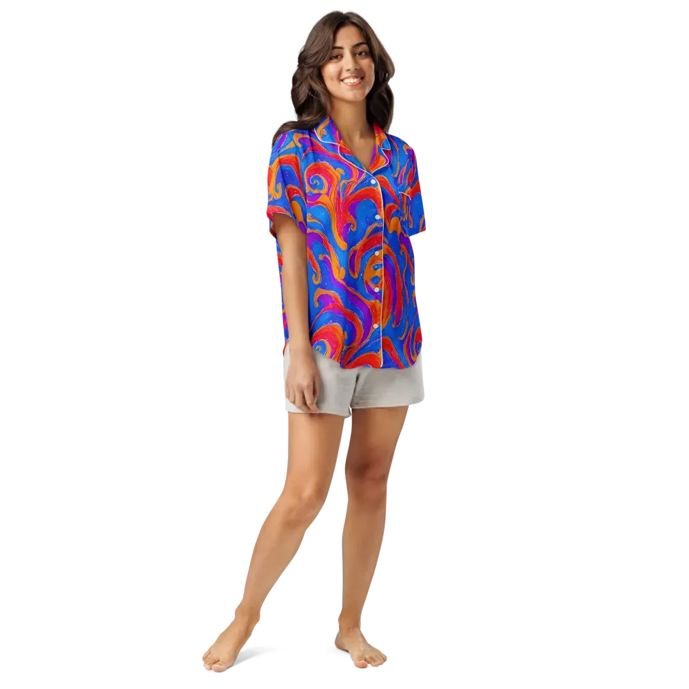Kinetic Aura on Women's Short Sleeve Pajama Top — Front