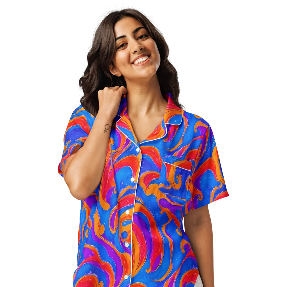 Kinetic Aura on Women's Short Sleeve Pajama Top — Front