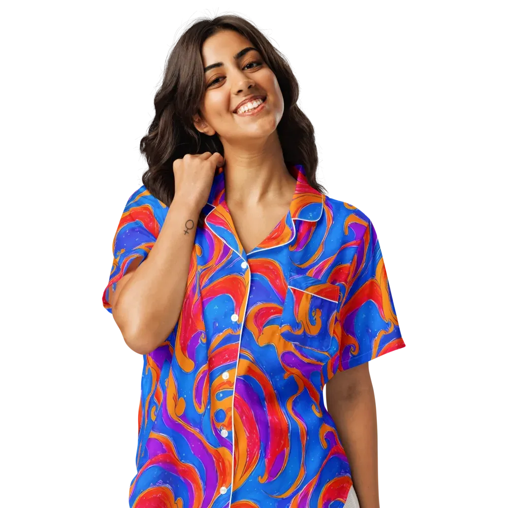 Kinetic Aura on Women's Short Sleeve Pajama Top — Front