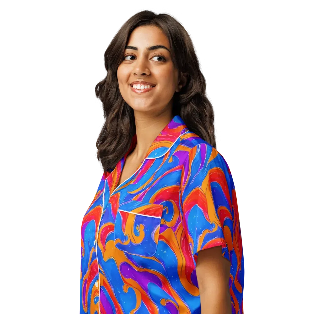 Kinetic Aura on Women's Short Sleeve Pajama Top — Left Front