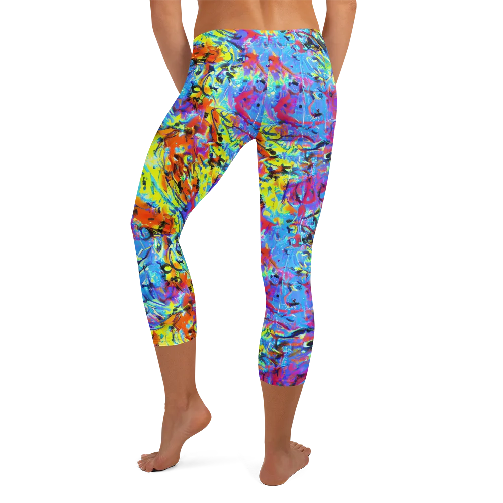 Electric Fervor on Capri Leggings — Back