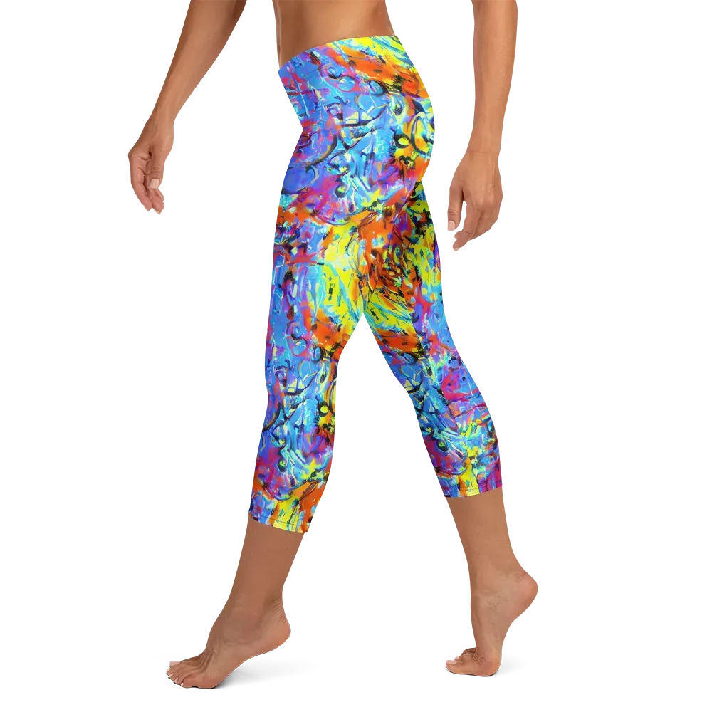 Electric Fervor on Capri Leggings — Left