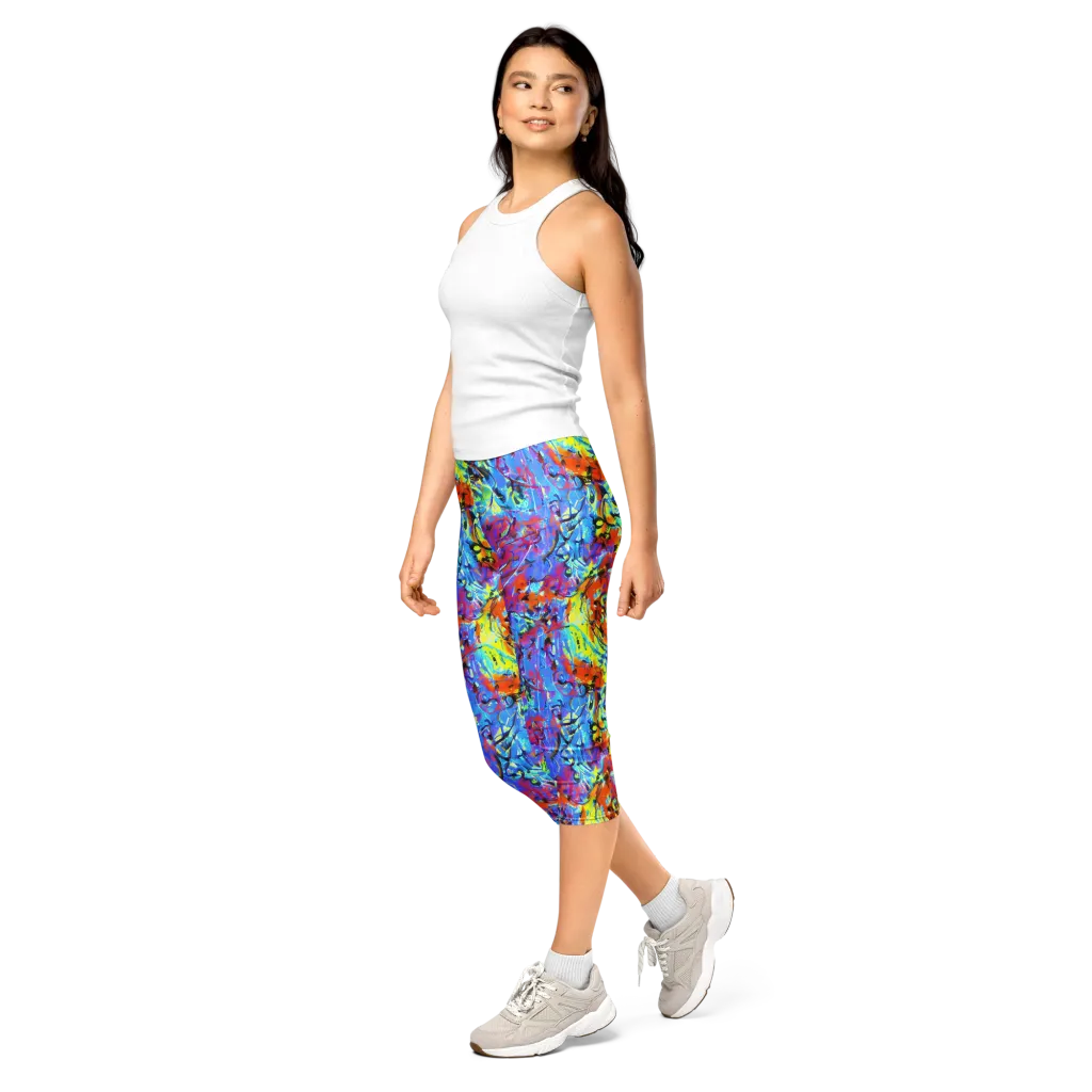 Electric Fervor on Capri Leggings — Left Front