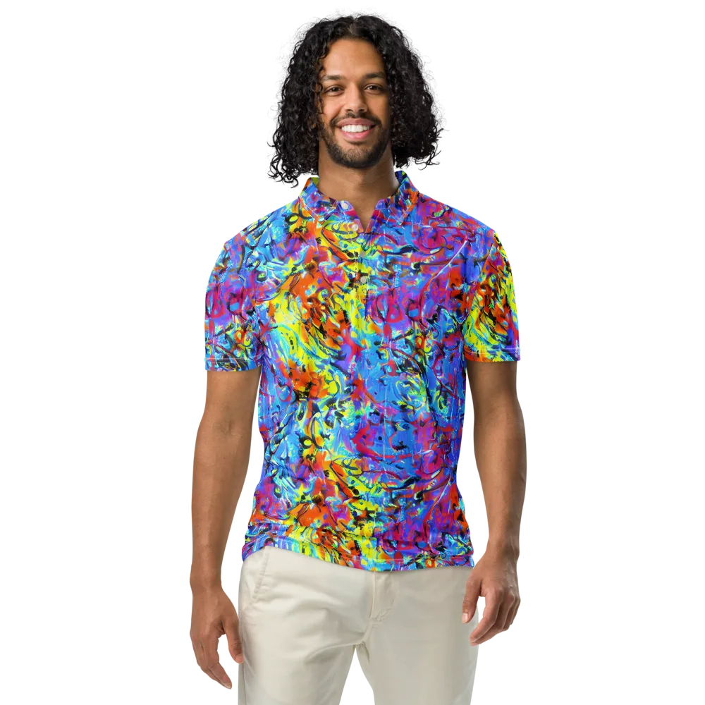 Electric Fervor on Men's Slim Fit Polo Shirt — Front