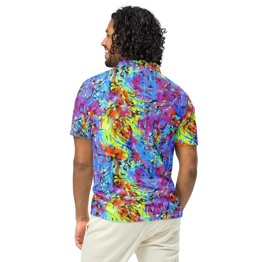 Electric Fervor on Men's Slim Fit Polo Shirt — Back
