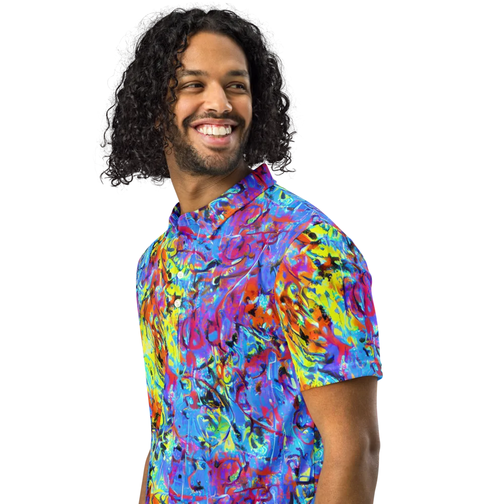Electric Fervor on Men's Slim Fit Polo Shirt — Left Front