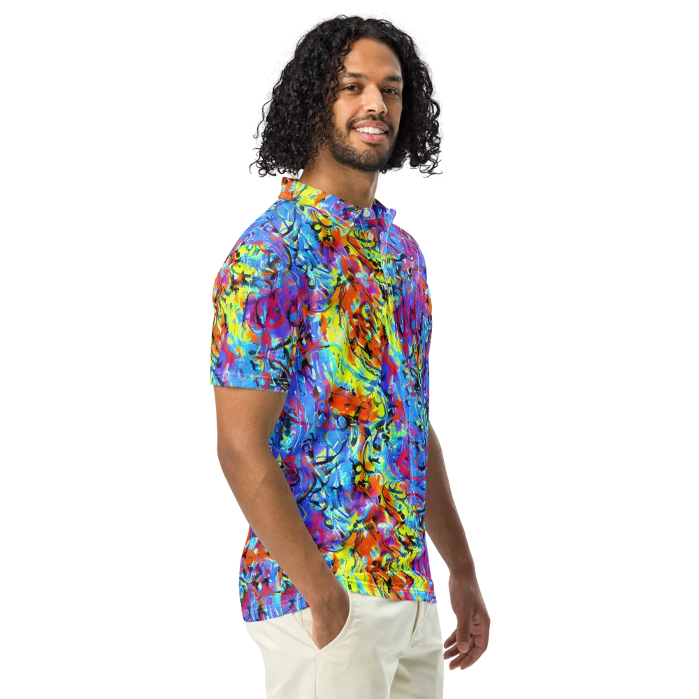 Electric Fervor on Men's Slim Fit Polo Shirt — Right Front