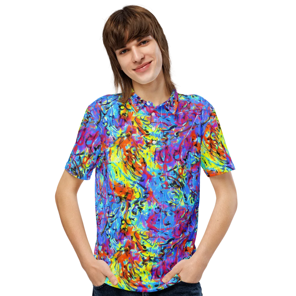 Electric Fervor on Men's Slim Fit Polo Shirt — Front