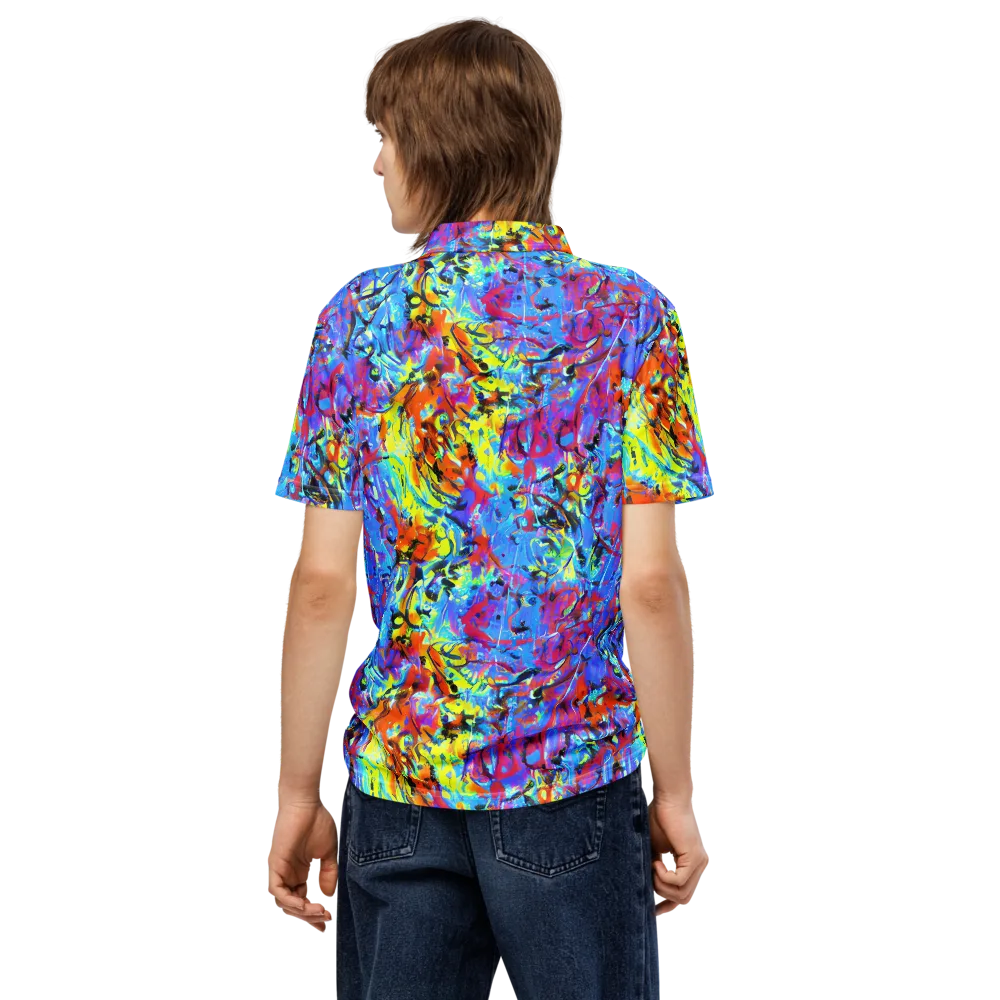 Electric Fervor on Men's Slim Fit Polo Shirt — Back